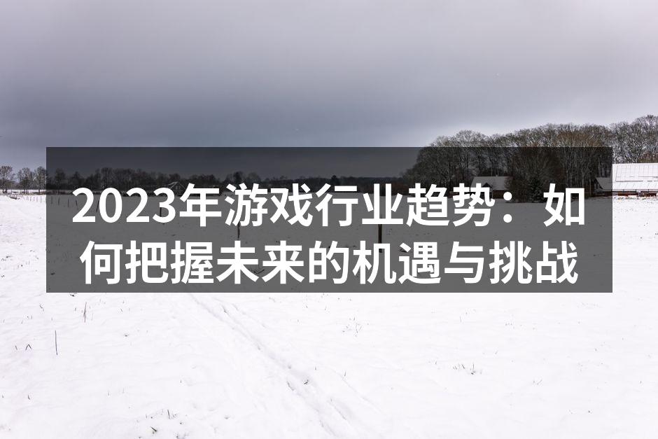 2023年游戏行业趋势：如何把握未来的机